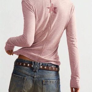 🌸NEW cute, super soft XL and stretchy Long Sleeve Star-Back Tee - Dusty Rose.